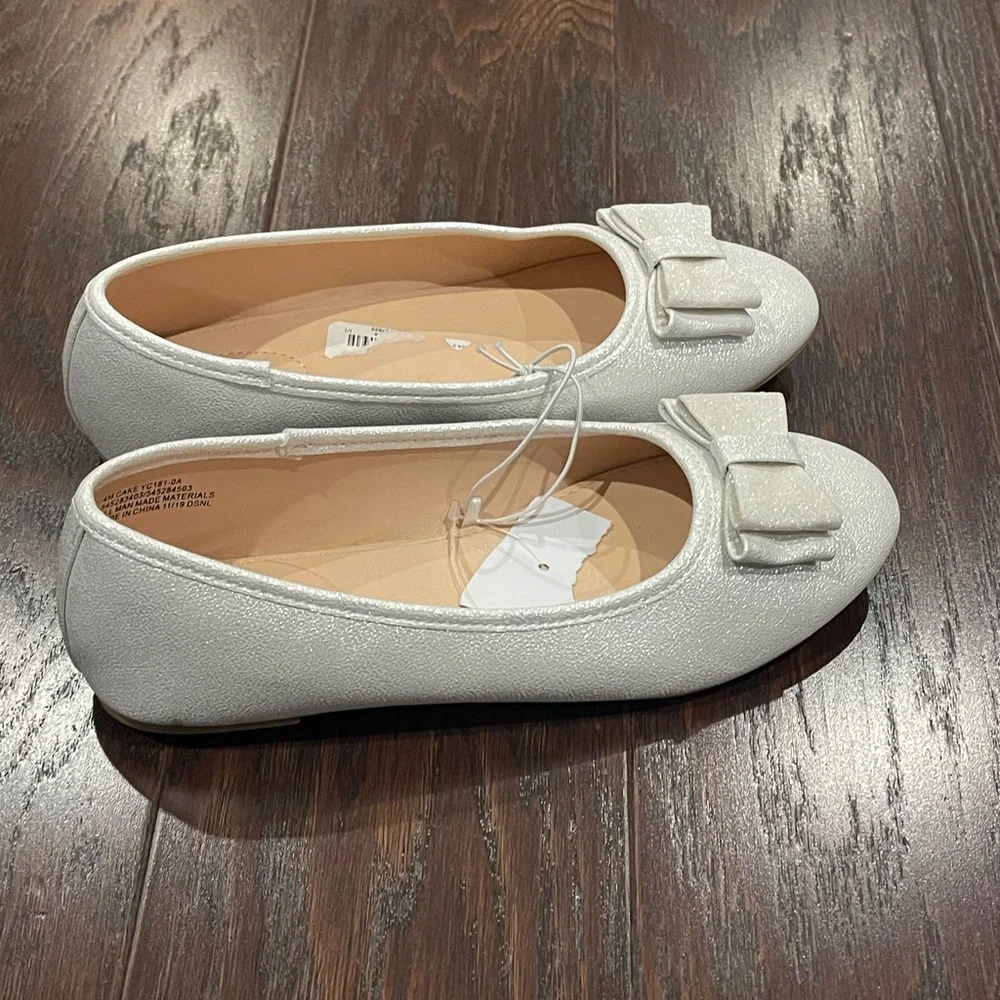 Sugar Girls White Sparkle Ballet Flats Communion Bridal Size 4 M NEW